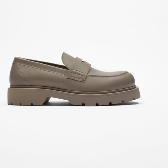 NWT. Zara Man Taupe Gray Leather Shoes. Size 8. 9 main image 11